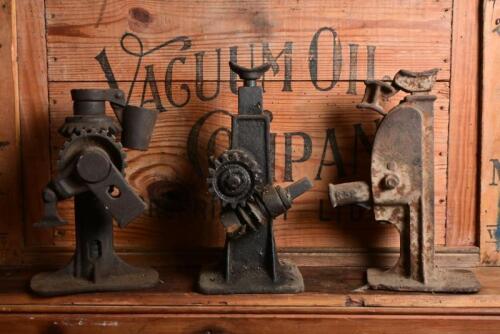 JACKS: Three various jacks, one with brass plaque by Walker, another embossed 'Ramsom Rotex'