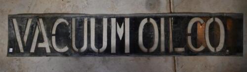 VACUUM: A large Vacuum Oil Co. tin stencil, 130cm wide