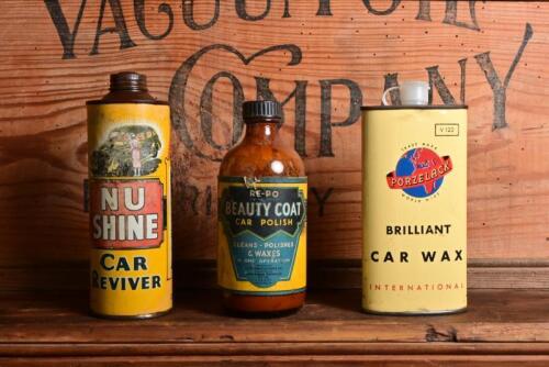 CAR CARE: Three car care productions in tin and glass