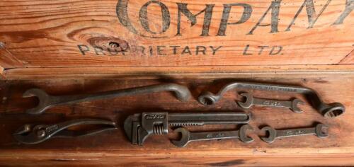 FORD: Seven Ford branded early hand tools, all embossed with Ford, spanners marked USA