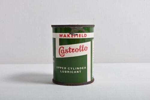 CASTROL: A 1940/50s "Castrollo Upper Cylinder Lubricant" mixing tin,&nbsp;when not in use fits upside down on a screw cap lid of a one gallon tin