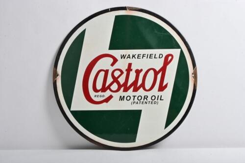 CASTROL: A circular reproduction "Castrol" tin sign, 40cm diameter