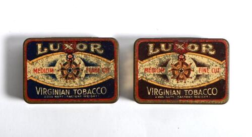 LUXOR: Two 2 oz "Luxor" tobacco tins, "Meduim Fine Cut" and Medium Flake Cut"
