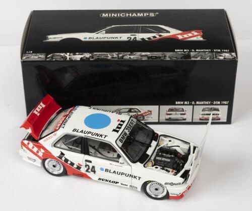 BMW: A NOS 1:18 scale Minichamps BMW M3 1987 DTM #24 "Blaupunkt" O. Manthey die-cast model
