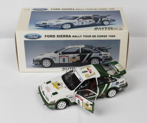 FORD: A NOS 1:18 scale Autoart Ford Sierra 1988 Rally Tour De Course #8 D. Auriol "Panach" die-cast model