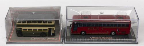 CORGI: 2 NOS 1:76 scale Corgi The Original Omnibus Company Guy Arab "Derby Corporation" & Plaxton Paragon "Felix Coaches" die-cast models with numbered certificates