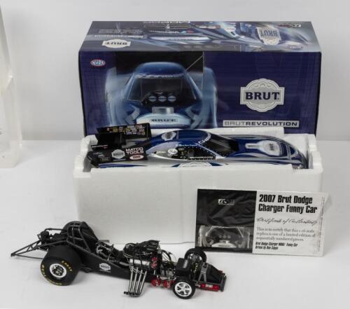 FUNNY CAR: A NOS BIG 1:16 scale Milestone Development Group Dodge Charger NHRA Funny Car Don Schumacher Racing 2007 Ron Capps "Brut Revolution" numbered limited edition composite model with Certificate of Authenticity