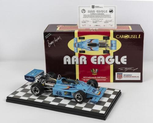 INDY CAR: A NOS 1:18 scale Carousel 1 AAR Eagle 1975 Indianapolis 500 Winner "Jorgensen Eagle" Bobby Unser #48 die-cast model with Certificate of Authenticity