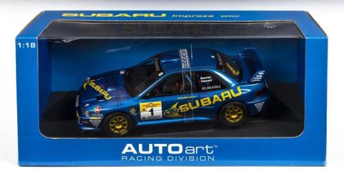 SUBARU: A NOS 1:18 scale Autoart Subaru Impreza WRC 1999 Saxon Safari, Peter "Possum" Bourne/Craig Vincent #1 Rally Australia - with numbered certificate, die-cast model