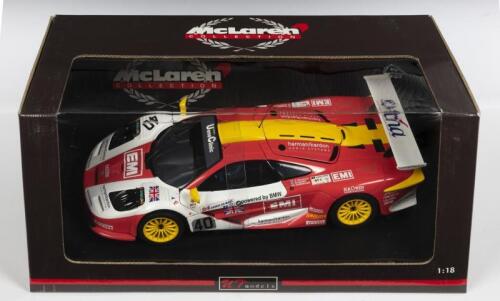 McLAREN: A NOS 1:18 scale UT Models McLaren F1 GTR Longtail 1998 Le Mans #40 "EMI"die-cast model