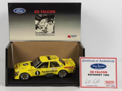 FORD: A NOS 1:18 scale Biante Ford XD Falcon 1980 Bathurst Allan Moffat #1 "Federation" die-cast model with signed numbered Certificate of Authenticity & original Allan Moffat signature on roof