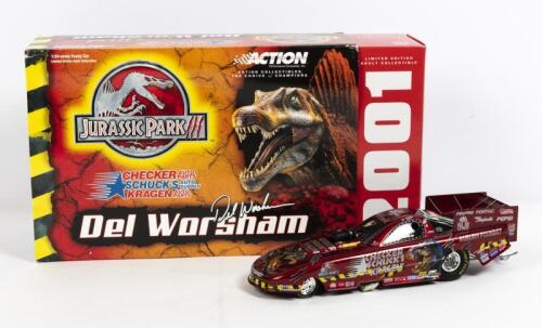 FIREBIRD: A NOS 1:24 scale Racing Collectables Firebird 2001 Del Worsham Funny Car "Jurassic Park III" die-cast model