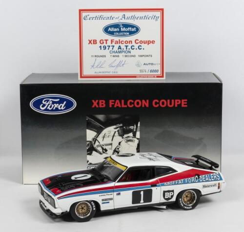 FORD: A NOS 1:18 scale Biante Ford XB Falcon GT Coupe Allan Moffat 1977 ATCC Championship Winner #1 "Moffat Ford Dealers" die-cast model with signed numbered Certificate of Authenticity and original Allan Moffat signature on roof