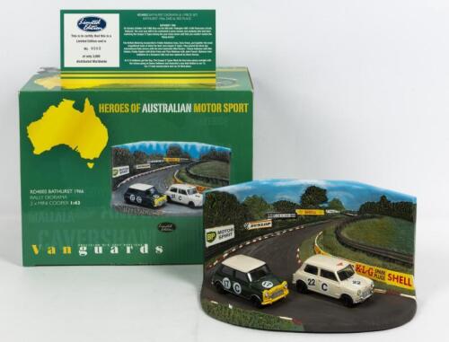 MINI: A NOS Vanguards Bathurst 1966 Diorama with 2 die-cast model 1/43 scale Mini Coopers #17C & 22C limited edition with numbered Certificate