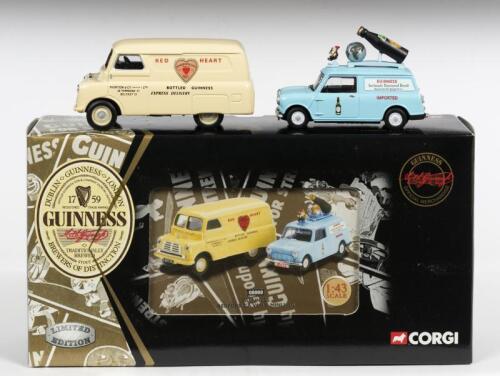 BEDFORD/MINI: A NOS Corgi Bedford CA Van & Mini Van "Guinness" limited edition die-cast models with numbered certificate