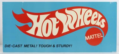 HOT WHEELS: Promotional hard cardboard sign "Hot Wheels Mattel" W58cm x H25cm