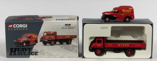 THAMES/MINI: A NOS Corgi Heavy Haulage Thames Trader Dropside Truck & Morris 1000 Van set "Wynn's" die-cast models with numbered limited edition certificate