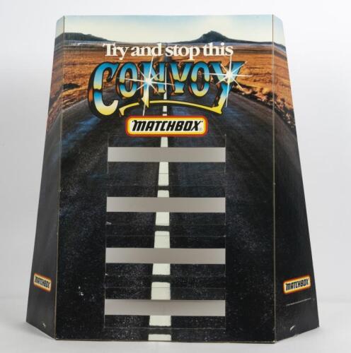 MATCHBOX: Promotional Hard Cardboard Counter Display Holder titled "Matchbox Convoy" W66cm x H63cm