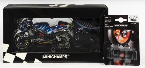 YAMAHA: A NOS 1:12 scale Minichamps Yamaha YZR 500 Team Gauloises Tech 3 #56 Shinya Nakano MotoGP 2002 die-cast model with separate Minichamps Bike Display Stand