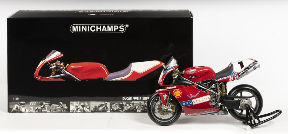 DUCATI: A NOS 1:12 scale Minichamps Ducati 998R WSB 2002 #1Troy Bayliss  Team Ducati Infostrada die-cast model - Price Estimate: $ - $