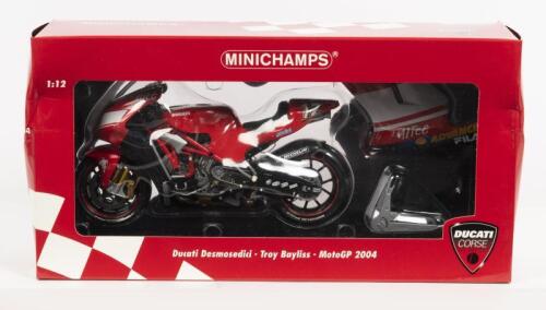 DUCATI: A NOS 1:12 scale Minichamps Ducati Desmosedici #12 Troy Bayliss MotoGP 2004 die-cast model