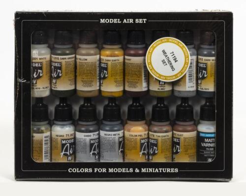 VALLEJO: A NOS Vallejo Sealed Model Air Weathering Set includes 16 Colors