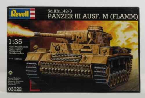 REVELL: A NOS 1:35 scale Revell Panzer III Ausf M (Flamm) Sealed Model Kit