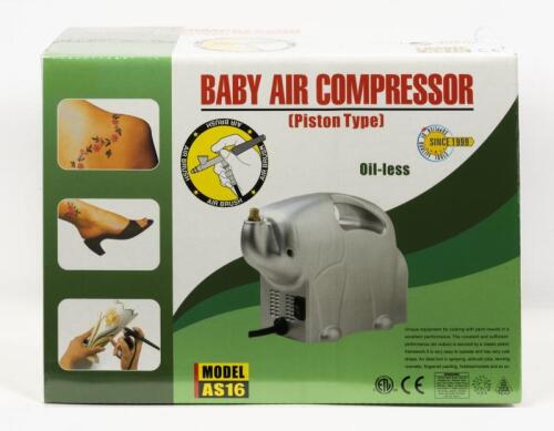 COMPRESSOR: A sealed NOS Baby Air Compressor Piston Type Model AS17