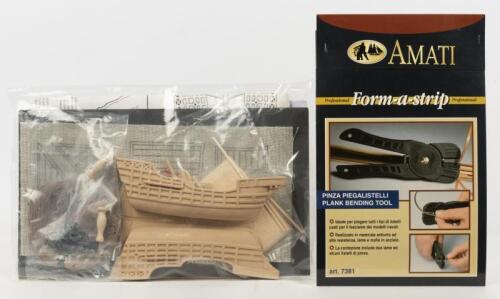 AEROPICCOLA: A sealed NOS Aeropiccola "Santa Maria" Wooden Sailing ship kit and Amati Plank Bending Tool