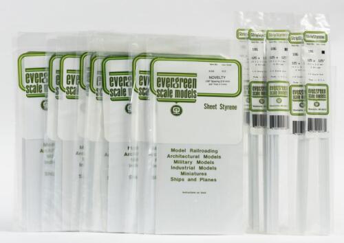 EVERGREEN: NOS Evergreen Styrene Sheets & Strips approx 21