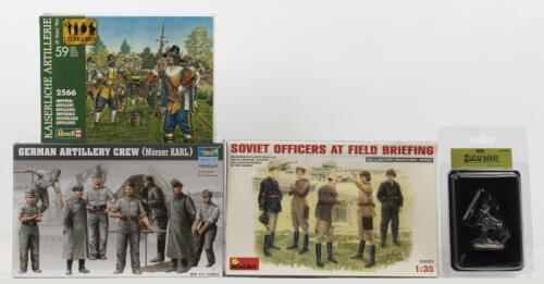 FIGURES: 4 Sealed NOS Military Figures including German Artillery Crew/Soviet Officers/Imperial Artillery & Zulu War wounded British Police