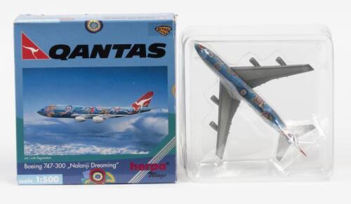 HERPA WINGS: A NOS 1:500 scale Herpa Wings Boeing 747-300 Qantas "Nalanji Dreaming" die-cast model