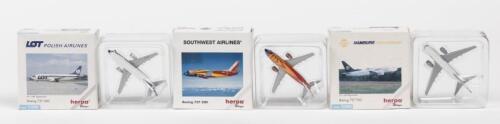 HERPA WINGS: 3 NOS 1:500 scale Herpa Wings Aircraft: Boeing 737 "Lot, Southwest Airlines & Hamburg" die-cast models