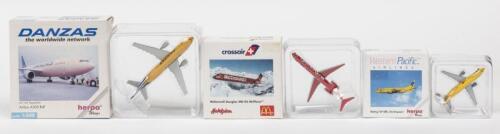 HERPA WINGS: 3 NOS 1:500 scale Herpa Wings Aircraft: "Danzas, Crossair-McDonalds & Western Pacific-The Simpsons" die-cast models