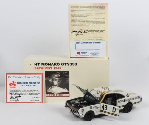 HOLDEN: A NOS 1:18 scale Biante Holden HT Monaro 3rd Place Bathurst 1969 "Holden Dealer Team" Brock/West #43D (Peter Brock's first Bathurst) die cast model with signed numbered Certificate of Authenticity