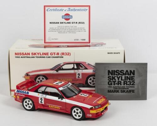 NISSAN: A NOS 1:18 scale Autoart Nissan Skyline GT-R R32 #2 Mark Skaife 1992 ATCC WINNER "Nissan" with History Booklet & Certificate of Authenticity numbered #710/1008 die-cast model