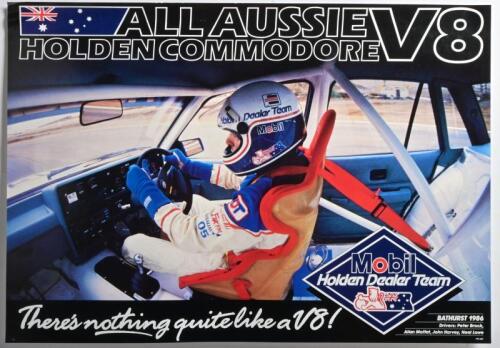 POSTER: A NOS Poster Mobil Holden Dealer Team Bathurst 1986 Brock/Moffat/Harvey/Lowe "All Aussie Holden Commodore V8" W48cm x H34cm