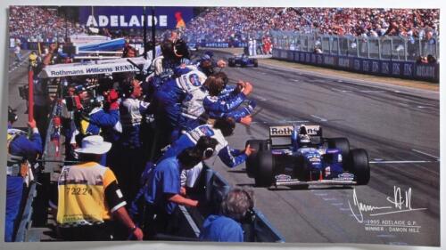 POSTER: A NOS Poster of the 1995 Adelaide Formula 1 Grand Prix Winner Damon Hill crossing the finish line W60cm x H33cm