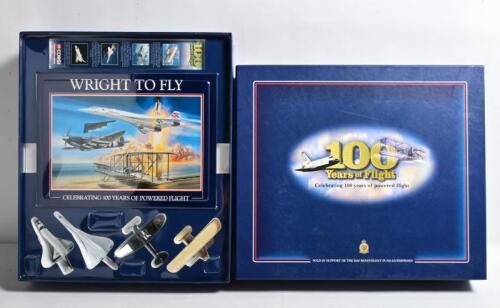 CORGI: A Corgi box set commemorating 100Years of Flight, comprising a hard back book "Wright to Fly" complied by Peter R March, and four diecast models