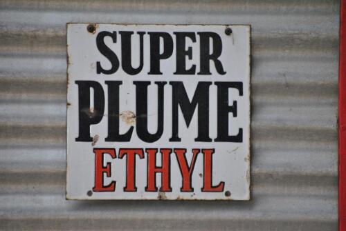 PLUME: An early Super Plume Ethyl enamel sign, 29cm high, 30cm wide