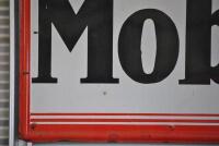 MOBILOIL: A large early 'Mobil Oil Regd' enamelled signed with embossed border, paint touch ups, approx 91cm high, 183cm wide - 3