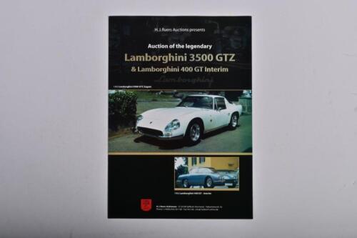 LAMBORGHINI: A H.J.Ruers Auctions 'Lamborghini 3500 GTZ & Lamborghini 400 GT Interim' auction sales brochure, double page, with colour pictures, English and German text; auction was held Saturday, 19th October 2002.