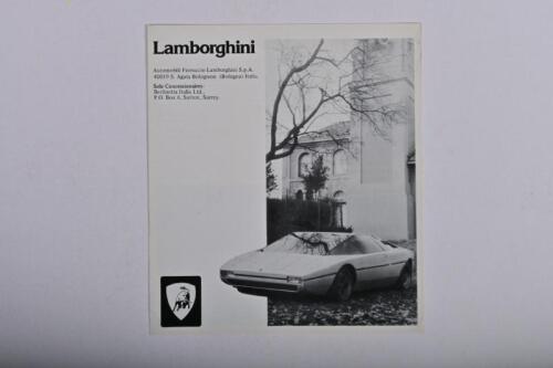 LAMBORGHINI: A 1970's Berlinetta Italia Ltd., (Concessionaires) fold-out black and white sales brochure. Model range information