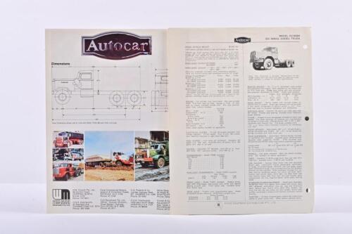 AUTOCAR: Two White Motor Corporation (Australia) Pty.Ltd 'Autocar' single sheet, double sided sales brochures/specification sheets