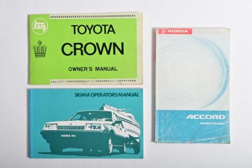 JAPANESE CARS: Three circa&nbsp;1980s owners manuals for Honda Accord, Mitsubshi Sigma and Toyota Crown