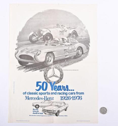 MERCEDES: 50 years anniversary of Mercedes Racing (1926-1976) UK produced poster