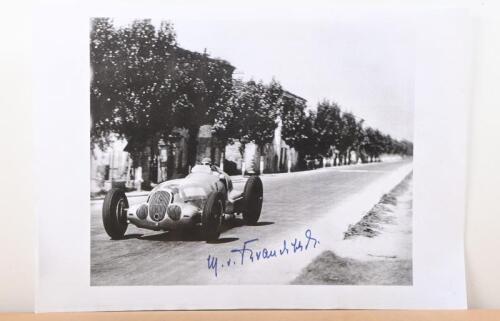 von BRAUCHITSCH: A picture of Manfred von Brauchitsch racing a Mercedes-Benz W25. Picture signed by Manfred von Brauchitsch