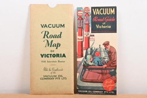 VICTORIAN ROAD MAP: A vintage VACUUM Road Guide of Victoria. With original cardboard holder