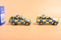 RANGE ROVER: A fleet of Range Rover Police cars. Boxed 'ROAD SERVICES OF IRELAND, Range Rover - Garda' (TY82801) Police Car & Vanguards metallic dark blue POLICE Range Rover in Cambridge Police livery - 4
