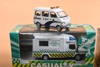 EMERGENCY VANS: A group of five 1:43 scale emergency van models. Limited Edition CORGI BENZ 310 POLICE VAN (Police Tactical Unit) in Hong Kong Police livery (CC02202) & 'CASUALTY' van in 'HOLBY AMBULANCE SERVICE' livery by RICHMOND TOYS - 2